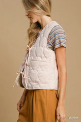 Light Pink Heart Quilted Tie-Front Vest - Chic Style, Vests Jackets, $ 55.00, A Moment Of Now™